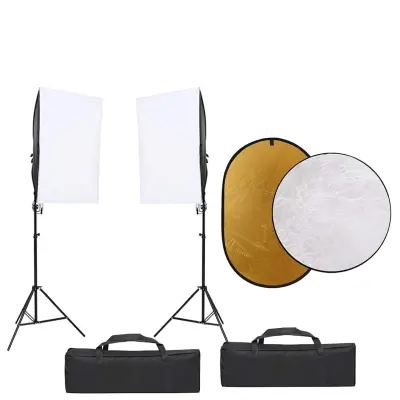 vidaXL Komplet za foto studio z lučmi in odbojnikom