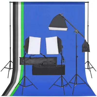 vidaXL Komplet za foto studio z lučmi in ozadjem