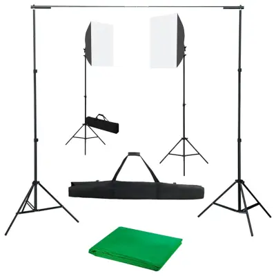vidaXL Komplet za fotografski studio s softbox svetilkami in ozadjem