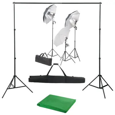 vidaXL Fotografski studijski komplet s svetilkami in ozadjem