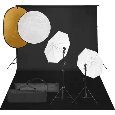 vidaXL Komplet za foto studio z lučmi, ozadjem in odbojnikom