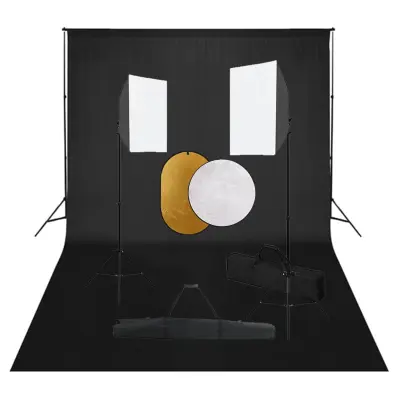 vidaXL Foto studijski komplet s softboxi, ozadjem in odbojnikom
