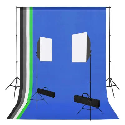 vidaXL Komplet za foto studio s softbox lučmi in ozadnji