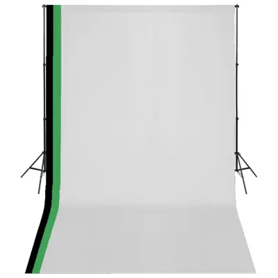 vidaXL Komplet za fotografski studio 3 ozadja iz bombaža in okvir 3x5m