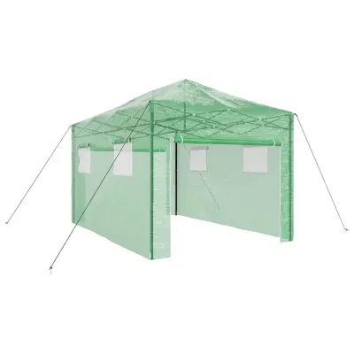 vidaXL Rastlinjak s prenosnim okvirjem Zelena 290 x 430 x 315 cm elezo