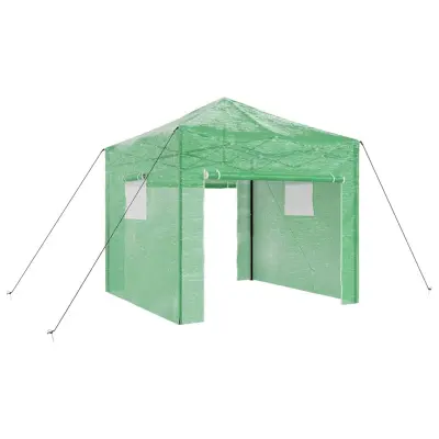 vidaXL Rastlinjak s prenosnim okvirjem Zelena 290 x 290 x 315 cm elezo