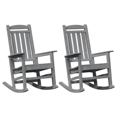 vidaXL Zibajoči stol 2 pcs Svetlo siva 92 x 70 x 108 cm Polietilen