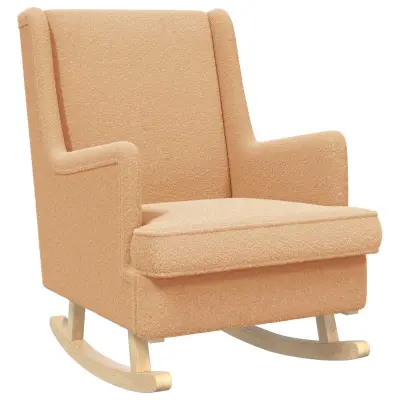 vidaXL Zibajoči stol Bež 62 x 80 x 85 cm Ovčja tkanina