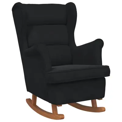 vidaXL Zibajoči stol z blazino Črna 92 x 71 x 100 cm Vezani les