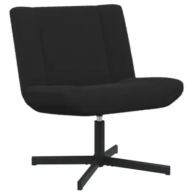 vidaXL Vrtljiv stol Črna 63 x 75 x 76 cm Ovčja koža
