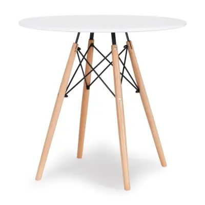 Bela okrogla jedilna miza Modernhome, skandinavski slog, premer 80cm