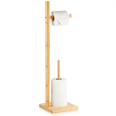Bambusovo stojalo za toaletni papir s prostorom za rezervne rolice, 70cm