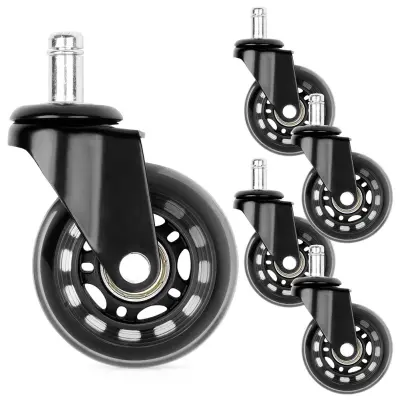 Komplet 5 kolesc za pisarniški stol, premer 6.3cm, zatič 10mm