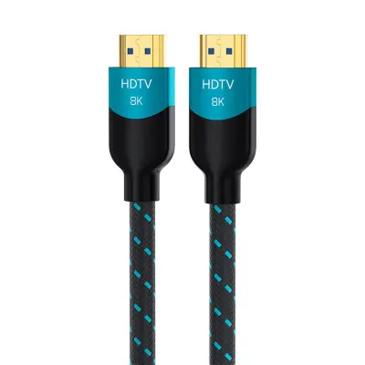 HDTV kabel - pleteni HDMI 2.1 8K kabel, 48Gbps, 8K60Hz\/4K120Hz, eARC & VRR, modra  5 m