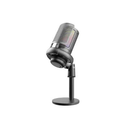 USB gaming mikrofon z RGB, pop-filterjem in gumbom za izklop z enim dotikom - USB kondenzatorski mikrofon za snemanje, pretakanje, karaoke in glas v i