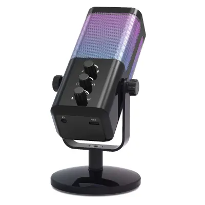 USB RGB kondenzatorski mikrofon za PC, plug-and-play, 3.5mm vtič Black