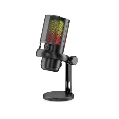 USB kondenzatorski mikrofon z RGB, brez zakasnitve in 3.5mm vhod Black