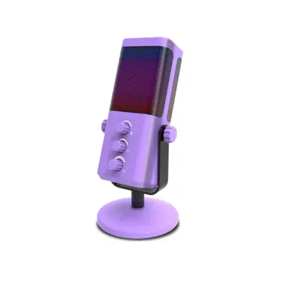 USB RGB kondenzatorski mikrofon za PC, plug-and-play, 3.5mm vtič Purple