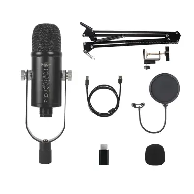 USB Kondenzatorski Mikrofon Komplet - Studio Snemanje & Pretočni Mikrofon s Stojalom