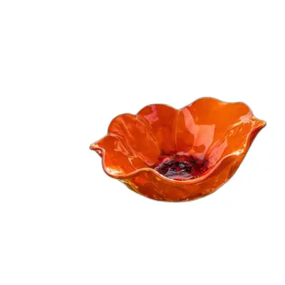 Ročno kovinsko cvetlično hranilnik za ptice, oranžen, 60cm