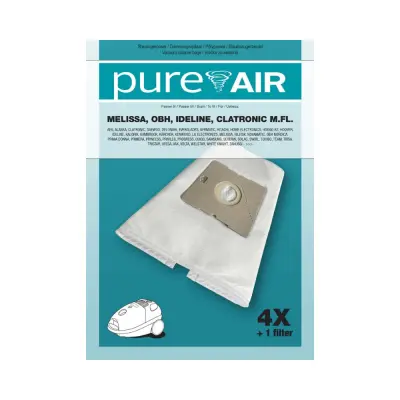 Vrečke za sesalnike Pure Air MELISSA, OBH, IDELINE, CLATRONIC - 4 vrečke + filter