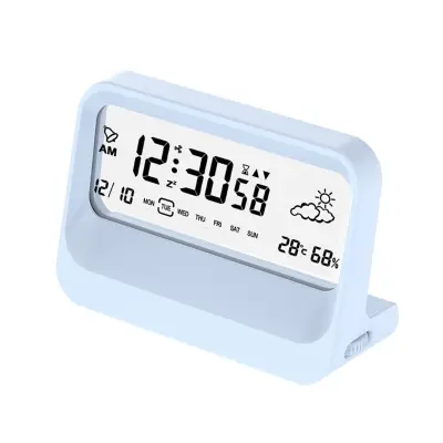 Digitalna študentska budilka z temperaturo, vlažnostjo in štoparico Blue