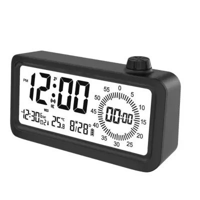 Polnilna pametna budilka z LCD, nočno lučjo in časovnikom Black