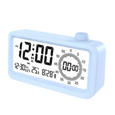 Polnilna pametna budilka z LCD, nočno lučjo in časovnikom Blue