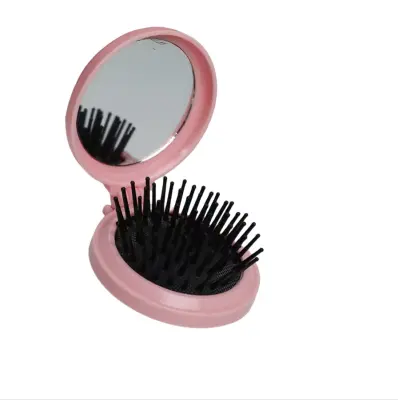 Kompakten zložljiv čopič z zračno blazino in ogledalom Pink