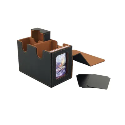 Premium PU usnjena škatla za karte z žametom, 160 kart Black&Gold