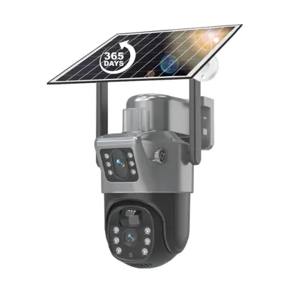 Solarno napajana 4G zunanja kamera z dvema lečama in 128GB kartico Black