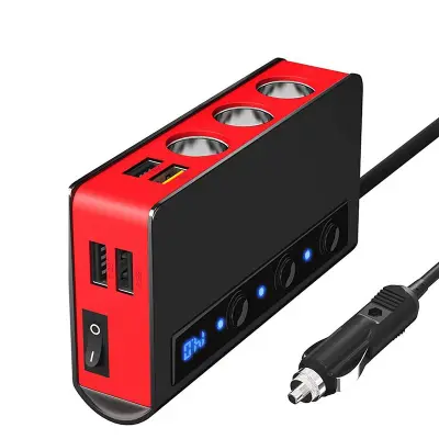 180W avtomobilski polnilec z digitalnim zaslonom in QC3.0 Black+Red