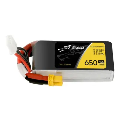 TATTU BATTERY LIPO BATERIJA ZA MODELE RC DRONOV 650MAH 11 1V 75C