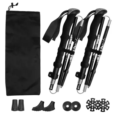 Črni ročaj Unisex set pohodnih palic 7075 aluminij, ultralahke