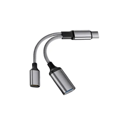 Vsestranski pretvornik Type-C v USB s podporo za polnjenje Grey