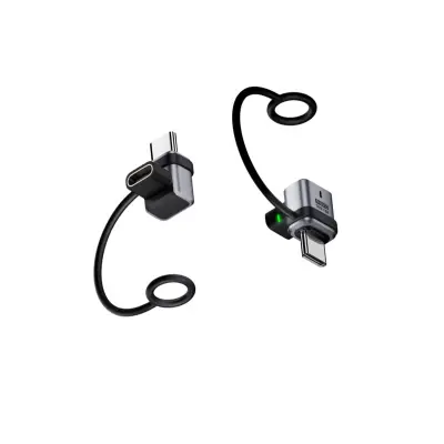 2-Pack Type-C ženski na moški L-adapter: 240W, 120Gbps, Visoka zmogljivost Silver