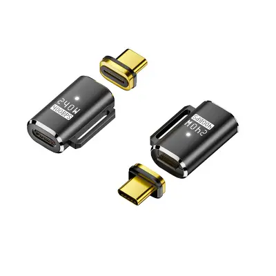 Magnetni adapter: USB-C ženski na USB-C moški ravni priključek, 240 W magnetno polnjenje Black