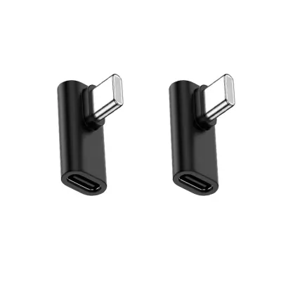 2-Pack Type-C Female to Type-C Male Right Angle Adapter, 2.0 Injection Molded