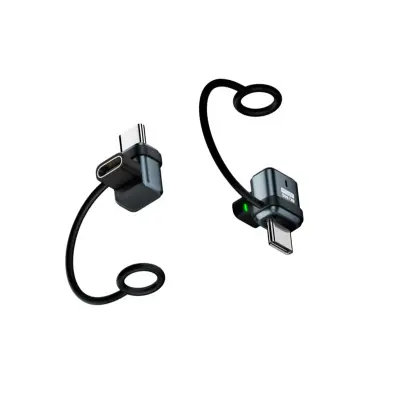 2-Pack Type-C ženski na moški L-adapter: 240W, 120Gbps, Visoka zmogljivost Grey