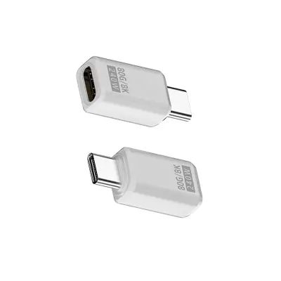 240W 80Gbps USB-C ženski na moški adapter - ravni priključek (2 kosa) White