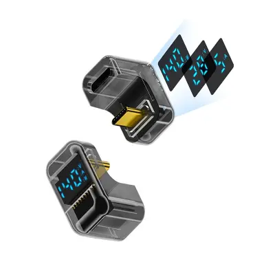 240W TYPE-C ženski na TYPE-C moški digitalni U-oblika adapter (2 kosa) Transparent+Black