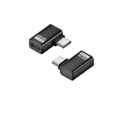 240W 80Gbps USB-C ženski na USB-C moški adapter s stranskim upogibom - 2 kosa Black