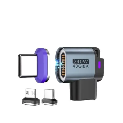 24-pinski adapter Type-C v obliki črke T 8K/40 Gbps 240 W z magnetnim priključkom