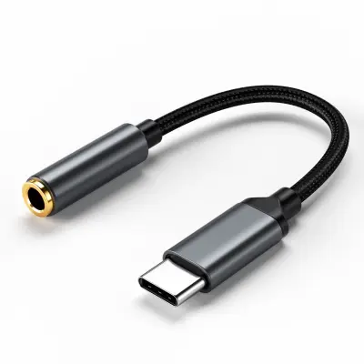 Type-C na 3.5mm adapter z DAC digitalnim dekodiranjem in podporo za klice Black