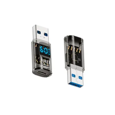 Adapter USB-A na Type-C s prikazovalnikom moči in hitrim polnjenjem (2 kosa)