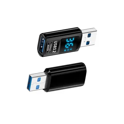 USB 3.2 A Moški na A Ženski Adapter s Prikazovalnikom - Črna (2 kosa)