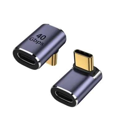 Adapter TYPE-C ženski na TYPE-C moški, zgornji in spodnji ovinek, 2 kosa