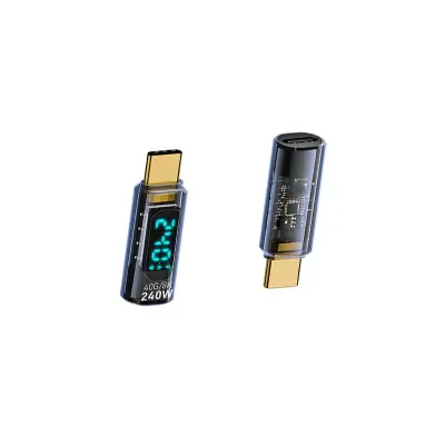 2x 240W TYPE-C Ženski na TYPE-C Moški Adapter s Digitalnim Zaslonom