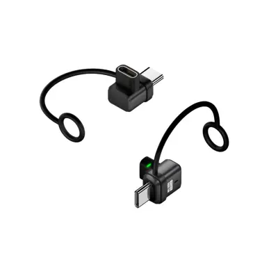 2-Pack Type-C ženski na moški L-adapter: 240W, 120Gbps, Visoka zmogljivost Black