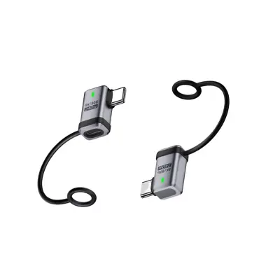 2-Pack Type-C Ženski na Type-C Moški Stranski Upogibni Adapter 240W 120Gbps Silver
